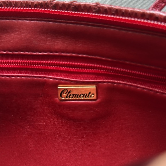 Vintage Clemente Red Snakeskin and Leather Clutch or Shoulder Bag - Picture 7 of 10